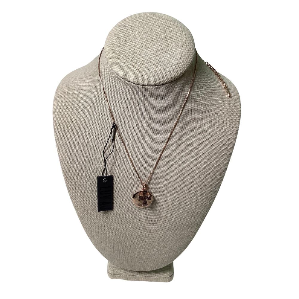 Luv Aj Rose Gold Cross Medallion Charm Pendant Necklace Minimalist Boho F14-4